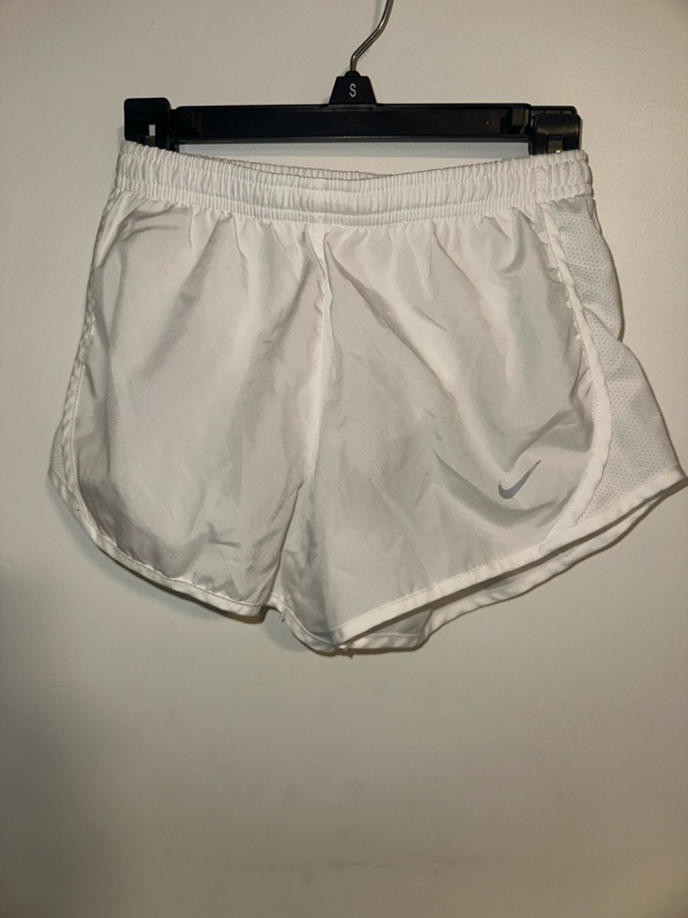 Nike White Girls' Athletic Shorts with Side Mesh